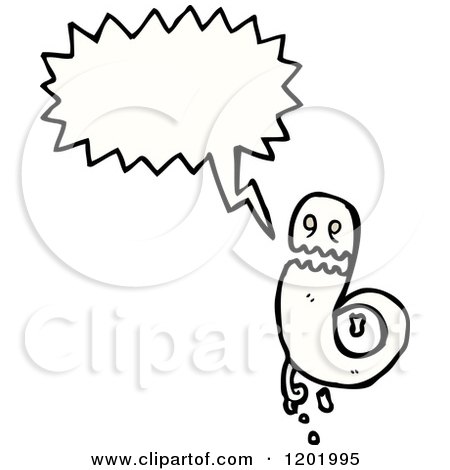 Cartoon of a Ghost Speaking - Royalty Free Vector Illustration by lineartestpilot