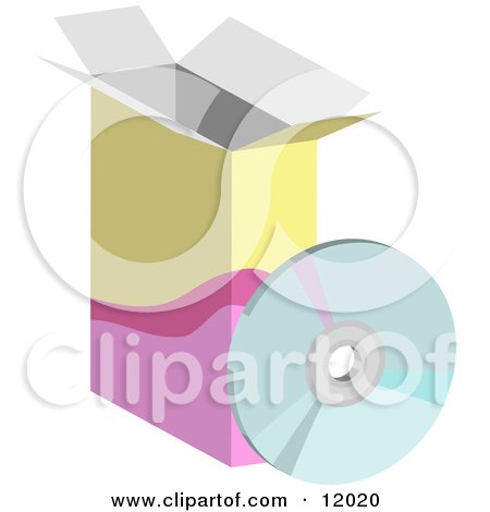 Computer Software Box and CD Clipart Illustration by AtStockIllustration