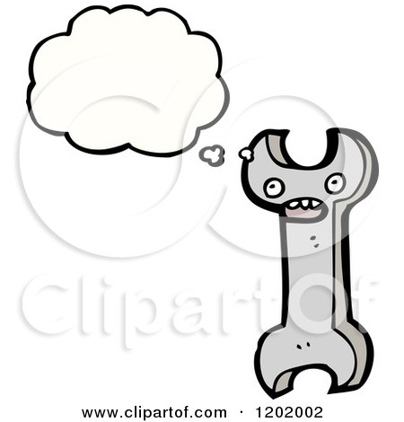 Cartoon of a Thinking Wrench - Royalty Free Vector Illustration by lineartestpilot