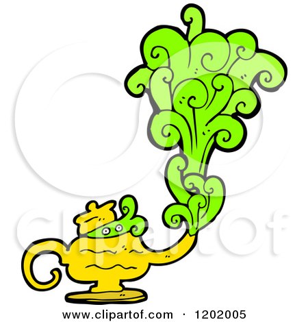 Cartoon of a Magic Lamp - Royalty Free Vector Illustration by lineartestpilot