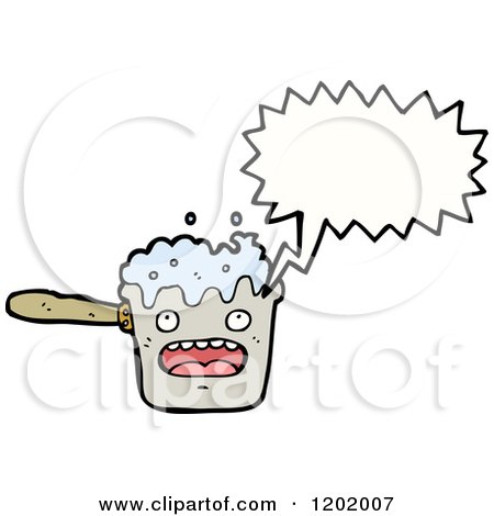 Cartoon of a Cooking Pot Speaking - Royalty Free Vector Illustration by lineartestpilot