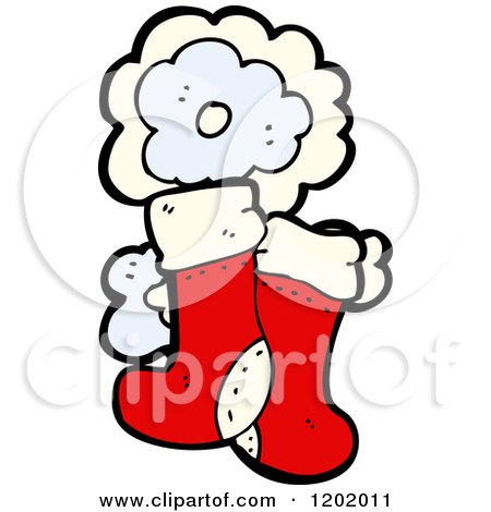 Cartoon of Christmas Stockings And Clouds - Royalty Free Vector Illustration by lineartestpilot