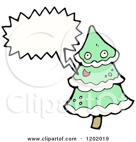 Cartoon of a Christmas Tree Speaking - Royalty Free Vector Illustration by lineartestpilot