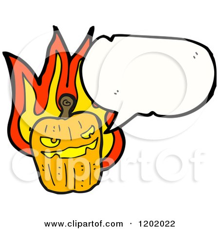 Cartoon of a Flaming Jack-o-Lantern Speaking - Royalty Free Vector Illustration by lineartestpilot