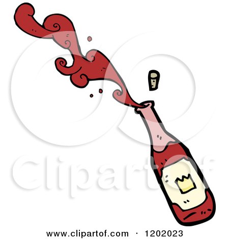 Cartoon of a Spraying Wine Bottle - Royalty Free Vector Illustration by lineartestpilot