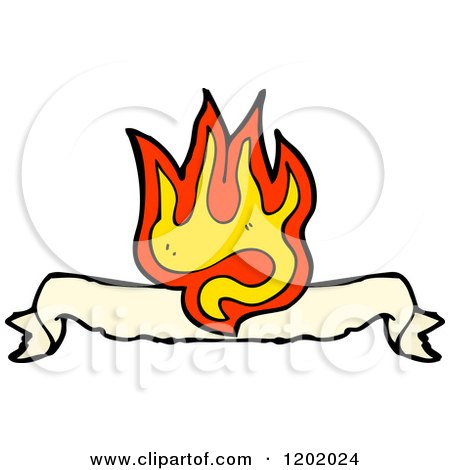 Cartoon of a Flaming Banner - Royalty Free Vector Illustration by lineartestpilot