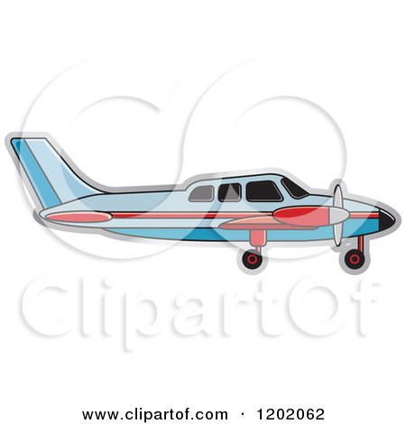 Clipart of a Small Blue and Red Light Airplane 3 - Royalty Free Vector Illustration by Lal Perera