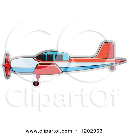 Clipart of a Small Blue and Red Light Airplane 2 - Royalty Free Vector Illustration by Lal Perera