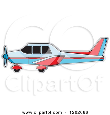 Clipart of a Small Blue and Red Light Airplane - Royalty Free Vector Illustration by Lal Perera