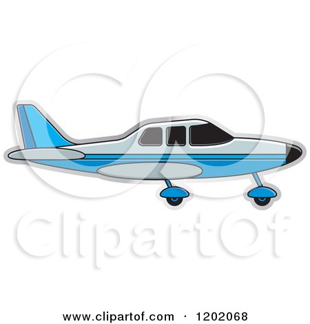 Clipart of a Small Blue Light Airplane 2 - Royalty Free Vector Illustration by Lal Perera