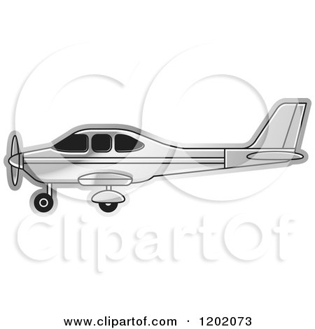 Clipart of a Small Silver Light Airplane 8 - Royalty Free Vector Illustration by Lal Perera