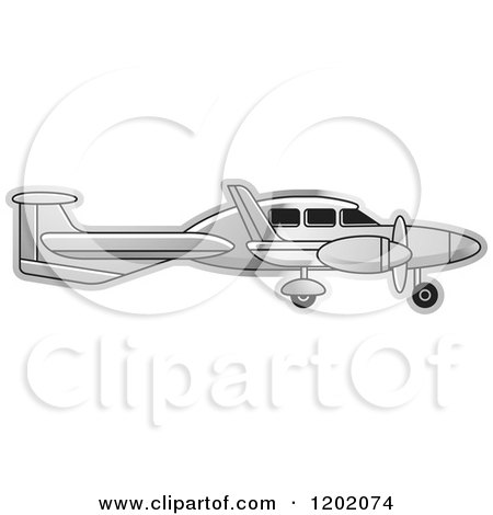 Clipart of a Small Silver Light Airplane 9 - Royalty Free Vector Illustration by Lal Perera