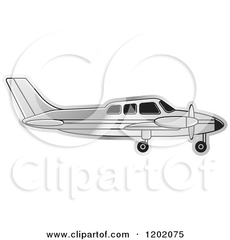 Clipart of a Small Silver Light Airplane 6 - Royalty Free Vector Illustration by Lal Perera