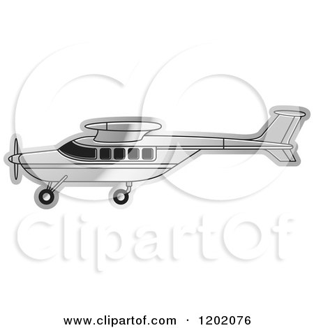Clipart of a Small Silver Light Airplane 7 - Royalty Free Vector Illustration by Lal Perera