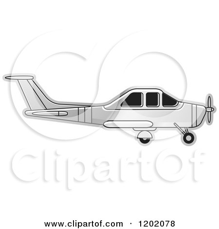 Clipart of a Small Silver Light Airplane 4 - Royalty Free Vector Illustration by Lal Perera