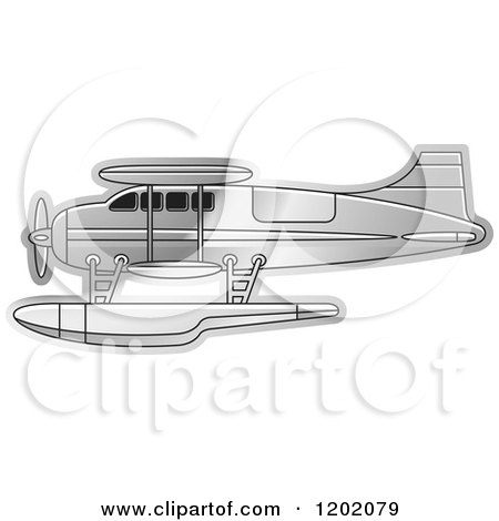 Clipart of a Small Silver Seaplane - Royalty Free Vector Illustration by Lal Perera