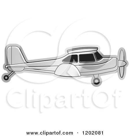 Clipart of a Small Silver Light Airplane 3 - Royalty Free Vector Illustration by Lal Perera