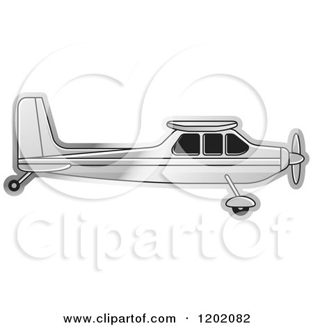 Clipart of a Small Silver Light Airplane - Royalty Free Vector Illustration by Lal Perera
