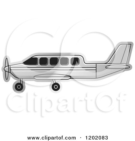 Clipart of a Small Silver Light Airplane 10 - Royalty Free Vector Illustration by Lal Perera