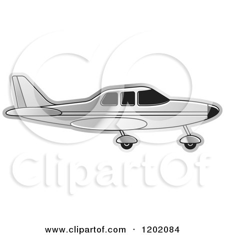 Clipart of a Small Silver Light Airplane 11 - Royalty Free Vector Illustration by Lal Perera