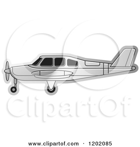 Clipart of a Small Silver Light Airplane 12 - Royalty Free Vector Illustration by Lal Perera