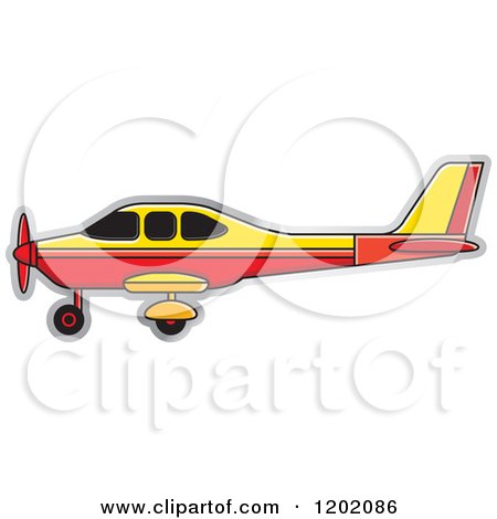 Clipart of a Small Red and Yellow Light Airplane - Royalty Free Vector Illustration by Lal Perera