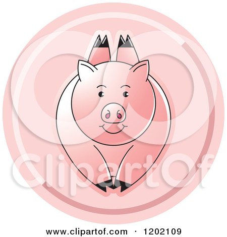 Clipart of a Pink Pig Leaping Icon - Royalty Free Vector Illustration by Lal Perera