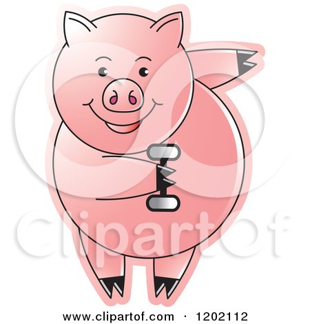 Clipart of a Fit Pig Exercising with a Dumbbell - Royalty Free Vector Illustration by Lal Perera