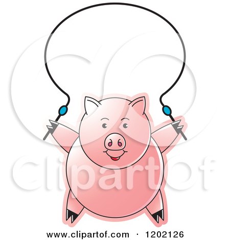 Clipart of a Pig Exercising with a Jump Rope - Royalty Free Vector Illustration by Lal Perera