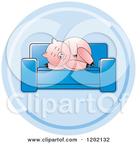 Clipart of a Pig Sleeping on a Sofa Icon - Royalty Free Vector Illustration by Lal Perera
