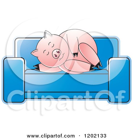 Clipart of a Pig Sleeping on a Sofa - Royalty Free Vector Illustration by Lal Perera