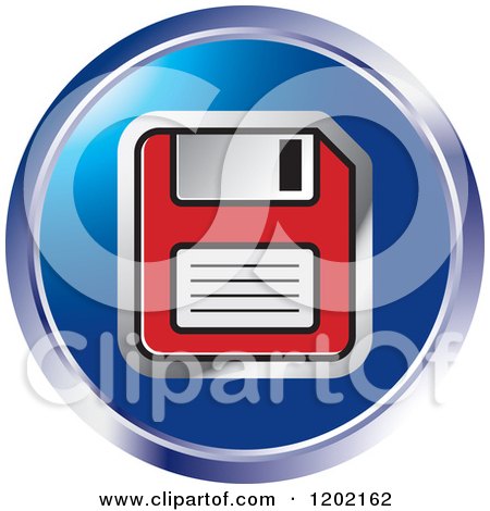 Clipart of a Round Computer Floppy Disk Icon - Royalty Free Vector Illustration by Lal Perera