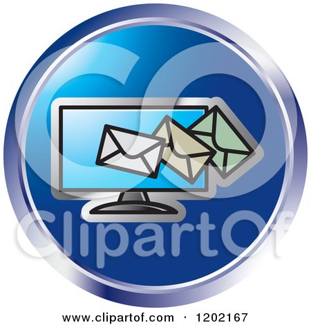 Clipart of a Round Computer Screen and Email Icon - Royalty Free Vector Illustration by Lal Perera
