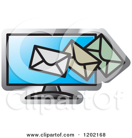 Clipart of a Computer Screen and Email Icon - Royalty Free Vector Illustration by Lal Perera