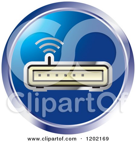 Clipart of a Round Computer Internet Modem - Royalty Free Vector Illustration by Lal Perera