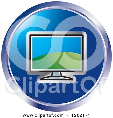 Clipart of a Round Computer Monitor Screen Icon - Royalty Free Vector Illustration by Lal Perera