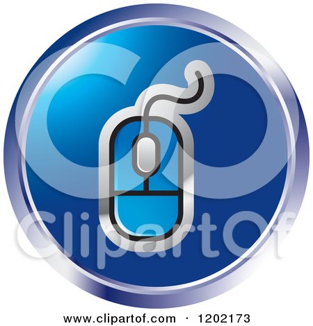 Clipart of a Round Blue Computer Mouse Icon - Royalty Free Vector Illustration by Lal Perera