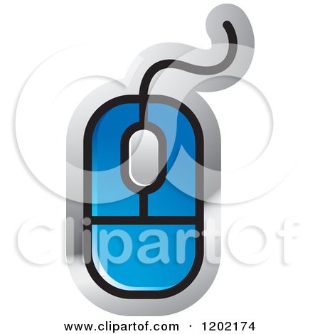Clipart of a Blue Computer Mouse Icon - Royalty Free Vector Illustration by Lal Perera