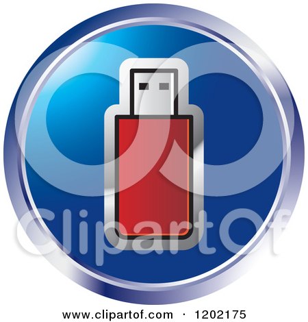 Clipart of a Round Computer Flash Pen Drive Icon - Royalty Free Vector Illustration by Lal Perera