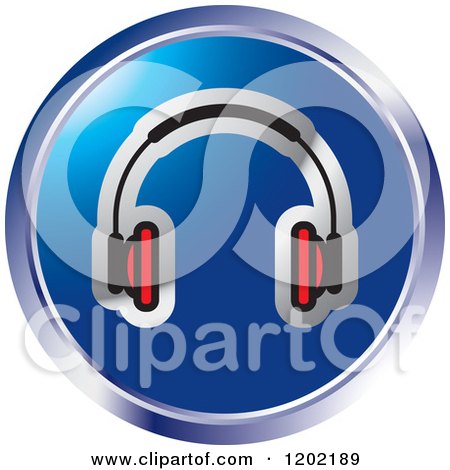 Clipart of a Round Wireless Computer Headphone Icon - Royalty Free Vector Illustration by Lal Perera
