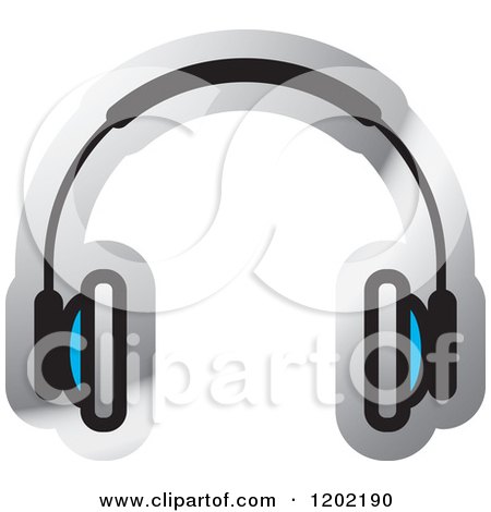 Clipart of a Wireless Computer Headphone Icon - Royalty Free Vector Illustration by Lal Perera