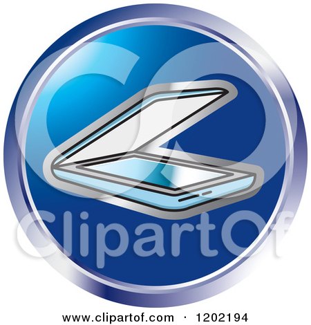 Clipart of a Round Computer Flatbed Scanner Icon - Royalty Free Vector Illustration by Lal Perera