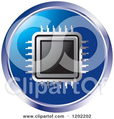 Clipart of a Round Computer Processor Chip Icon - Royalty Free Vector Illustration by Lal Perera