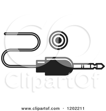 Clipart of a Black and White Computer Audio Auxillery Socket Icon - Royalty Free Vector Illustration by Lal Perera