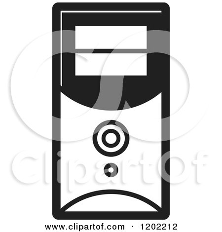 Clipart of a Black and White Computer Tower Icon - Royalty Free Vector Illustration by Lal Perera
