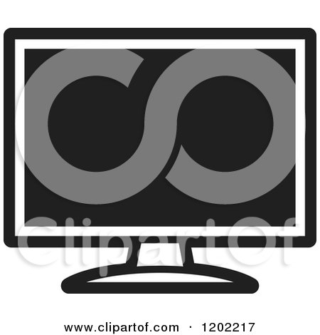 Clipart of a Black and White Computer Monitor Screen Icon - Royalty Free Vector Illustration by Lal Perera