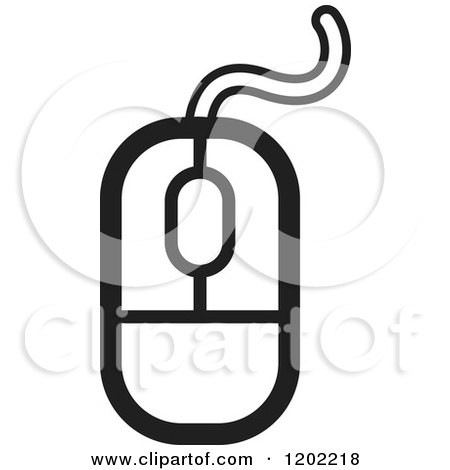 Clipart of a Black and White Computer Mouse Icon - Royalty Free Vector Illustration by Lal Perera