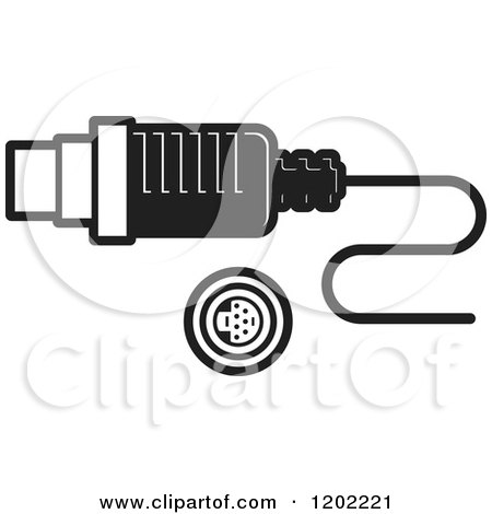 Clipart of a Black and White Computer Ps2 Socket Icon - Royalty Free Vector Illustration by Lal Perera