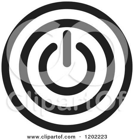 Clipart of a Black and White Computer Power Button Icon - Royalty Free Vector Illustration by Lal Perera