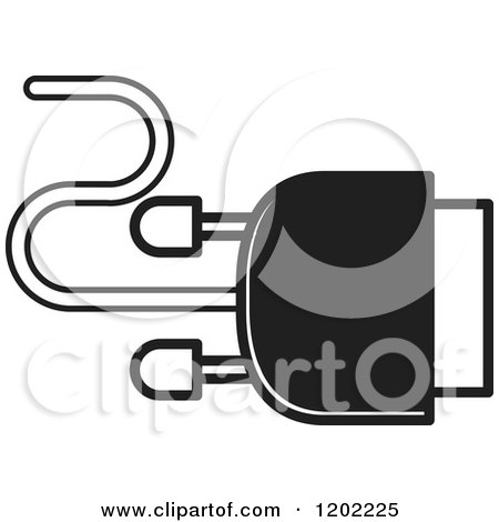 Clipart of a Black and White Computer Vga Plug Icon - Royalty Free Vector Illustration by Lal Perera